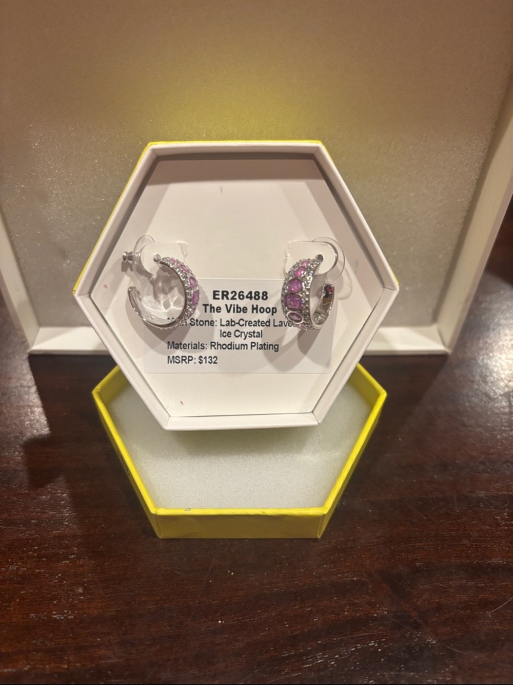 The Vibe Hoop Earrings - Lavender Ice Crystal Accent